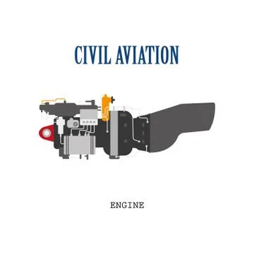 Engine of helicopter or aircraft. Technical drawing. Isolated image Stock Illustration