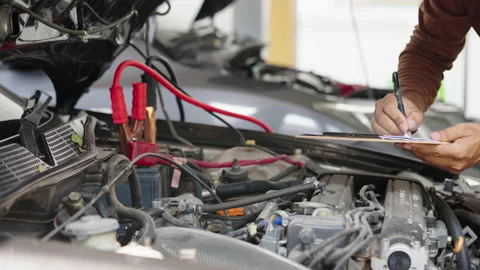 Engine in his repair shop Stock-Footage 183954880
