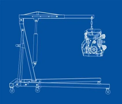 Engine hoist with engine outline Stock Illustration