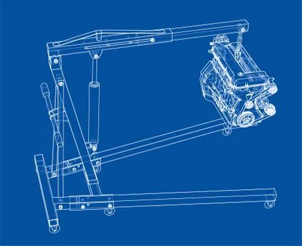 Engine hoist with engine outline Stock Illustration