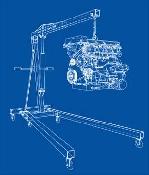 Engine hoist with engine outline Stock Illustration