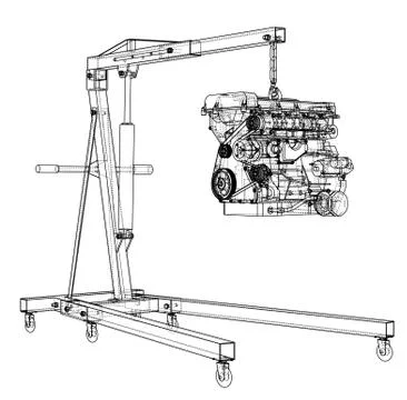 Engine hoist with engine outline Stock Illustration