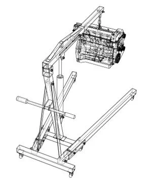 Engine hoist with engine outline Stock Illustration