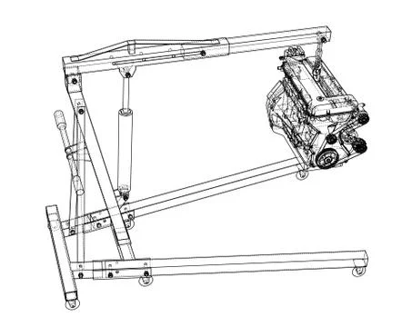 Engine hoist with engine outline Stock Illustration