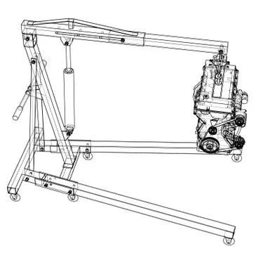 Engine hoist with engine outline Stock Illustration