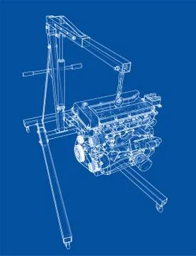 Engine hoist with engine outline Illustrazione stock
