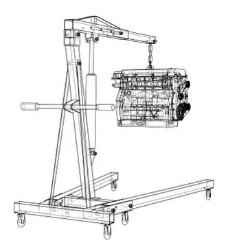 Engine hoist with engine outline Illustrazione stock