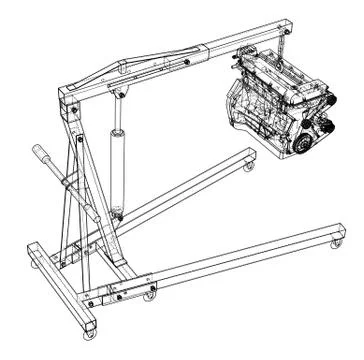 Engine hoist with engine outline Stock Illustration