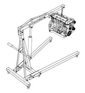 Engine hoist with engine outline 스톡 일러스트