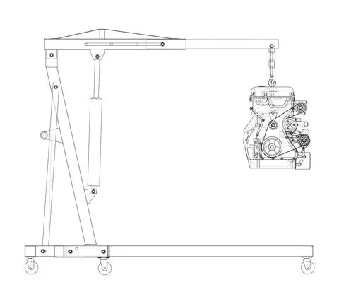 Engine hoist with engine. Vector 스톡 일러스트