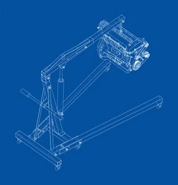 Engine hoist with engine. Vector イラスト素材