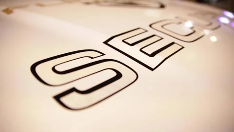 Engine hood of security mobile patrol car Stock Footage 154079138