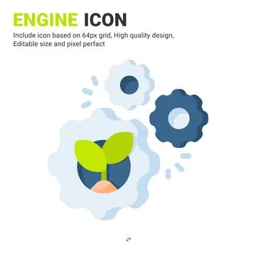 Engine icon vector with flat color style isolated on white background 스톡 일러스트