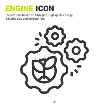 Engine icon vector with outline style isolated on white background Illustrazione stock