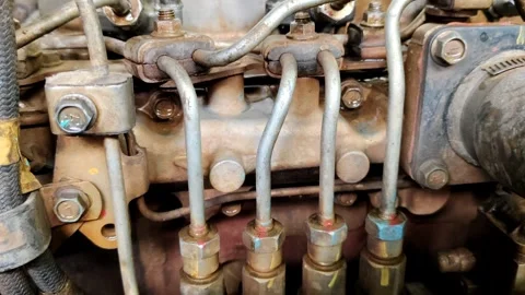 Engine Injector System With Pipes and Connectors Stock Footage 305368824