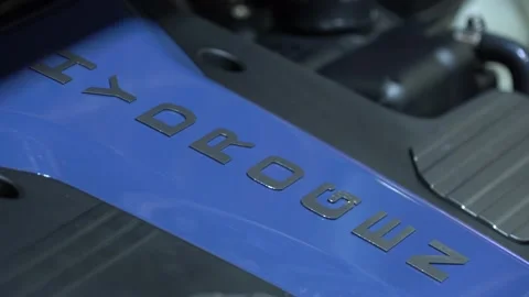 Engine with the inscription HYDROGEN on the cover. Stock Footage 160609455