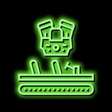 Engine installing car neon glow icon illustration Illustrazione stock