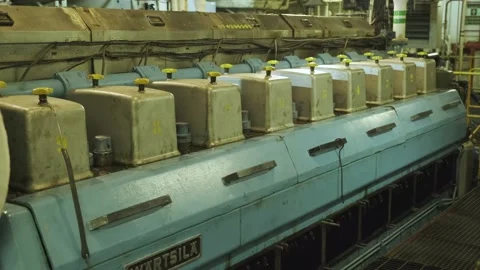 Engine of internal combustion of production of the Wartsila company. Stock Footage 142846154