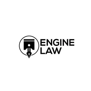 ENGINE law with piston and pen illustration Stock Illustration