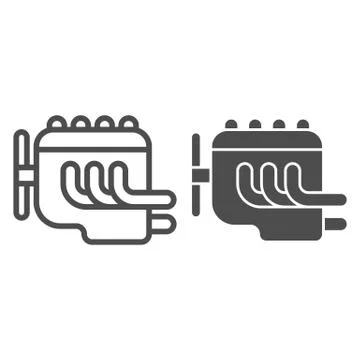 Engine line and glyph icon. Car motor vector illustration isolated on white. Car Illustrazione stock