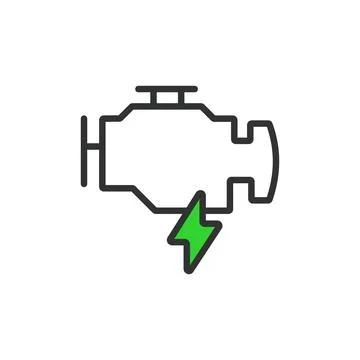 Engine, in line design, green. Engine, Motor, Power, Machine, Mechanism Stock Illustration