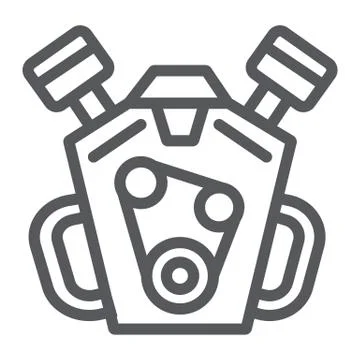 Engine line icon, auto and part, motor sign, vector graphics, a linear pattern 스톡 일러스트