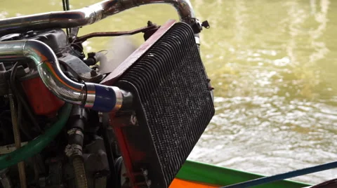 Engine of Long Tail Boat Stock Footage 54662366