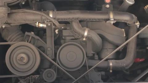Engine machinery of a bus Video stock 77581513