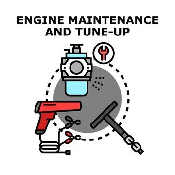 Engine maintenance and tune up service concept Illustrazione stock