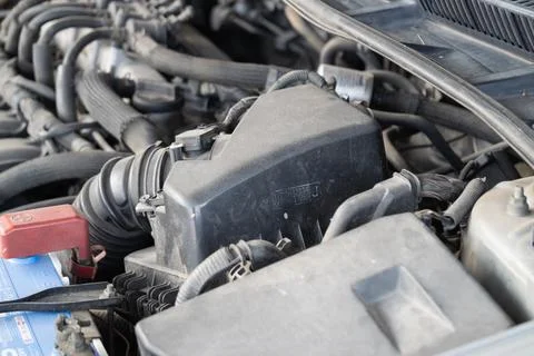 Engine maintenance process automotive workshop technical guide indoor Stockfoto's