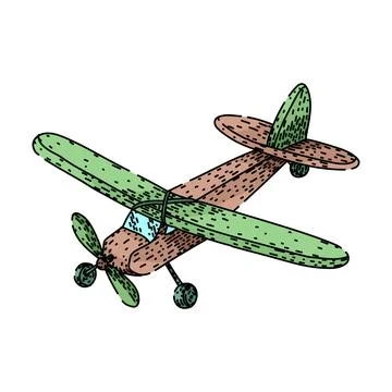 Engine model airplane sketch hand drawn vector Illustrazione stock