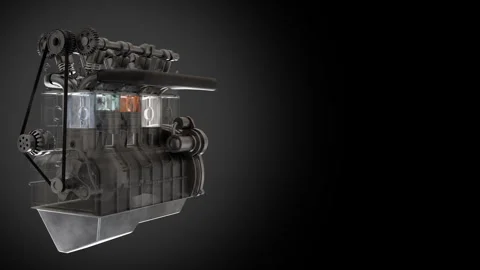 Engine model display focusing on detailed craftsmanship in a dark setting Stock Footage 321007172