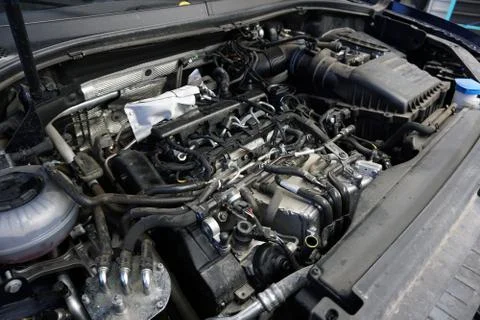 The engine of a modern car. Stock Photos