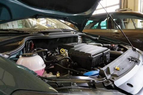 The engine of a modern car. Stock Photos