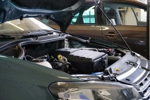 The engine of a modern car. Stock Photos