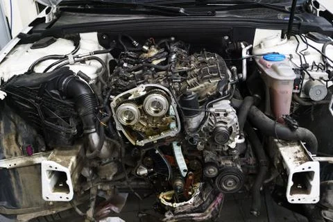 The engine of a modern car. Foto stock