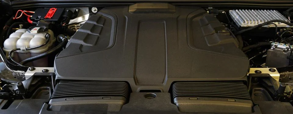 The engine of a modern car. Stock Photos