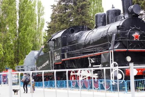 Engine as monument Stock Photos