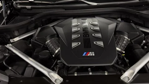 Engine motor of BMW M Competition with emblem. Stock Footage 322772819