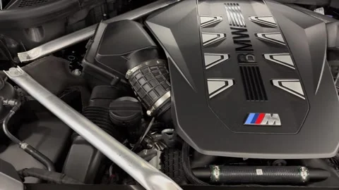 Engine motor of BMW M Competition with emblem. Stock Footage 322772836