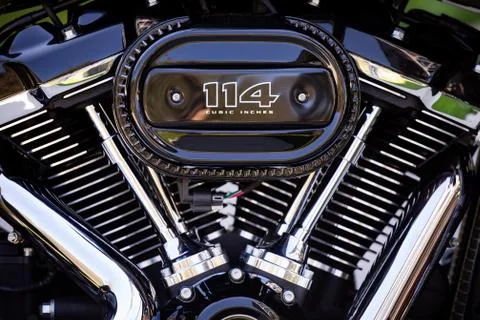 Engine of motorcycle Stock Photos