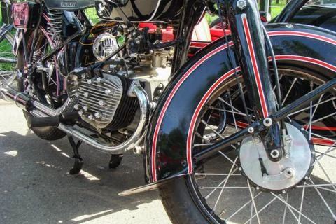 The engine of a motorcycle rero. 库存照片