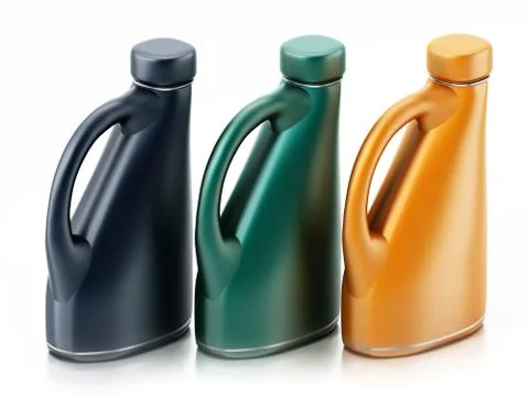Engine oil containers isolated on white background. 3D illustration Stock Illustration