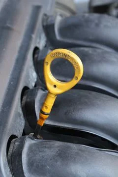 Engine oil dip stick Stock Photos