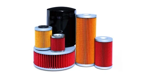 Engine oil filters (isolated) Stockbeeldmateriaal 116122480