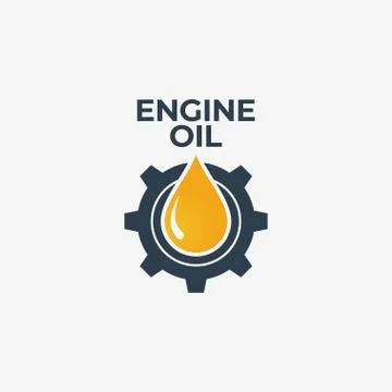 Engine oil logo. Engine gear with oil on white Stock Illustration