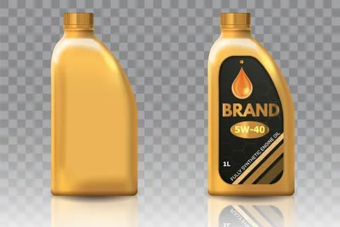 Engine oil plastic bottle package mockup set Stock Illustration