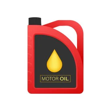 Engine oil plastic bottle package mockup on white background. Vector stock il Stock Illustration