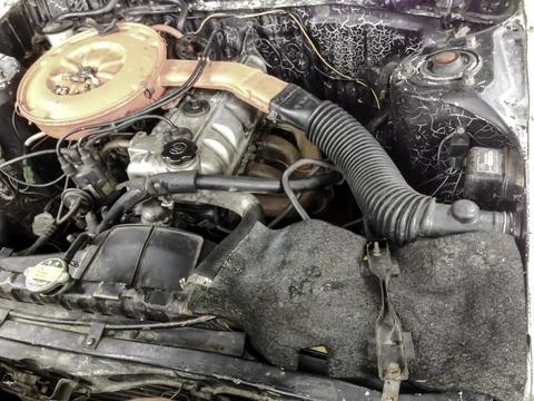 The engine of the old car Foto stock
