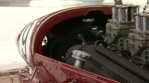 Engine of old Ferrari Stock Footage 38128102